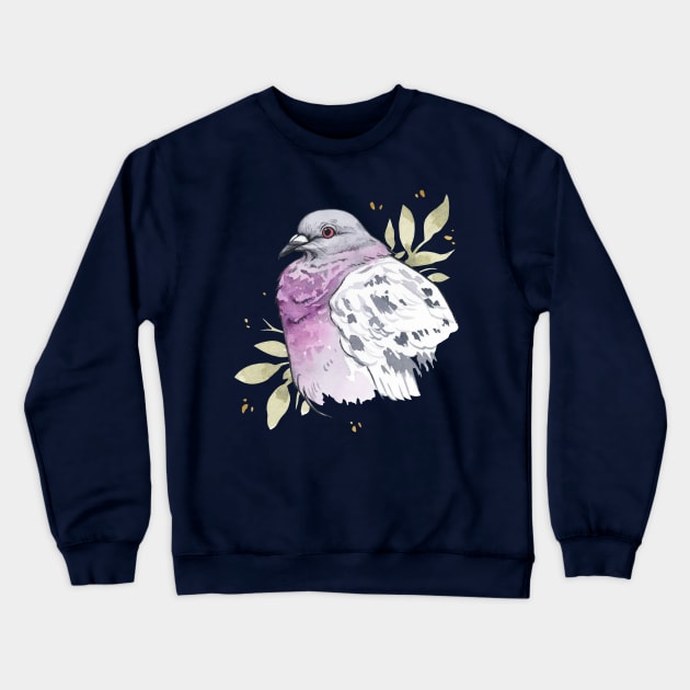 Purple Watercolor Pigeon Crewneck Sweatshirt by Ellen Wilberg